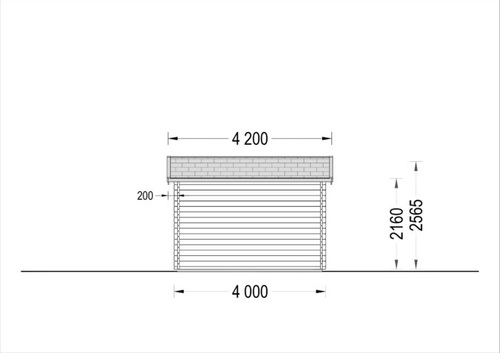 Einzelgarage mit Pultdach (44 mm), 4x6 m, 24 m²