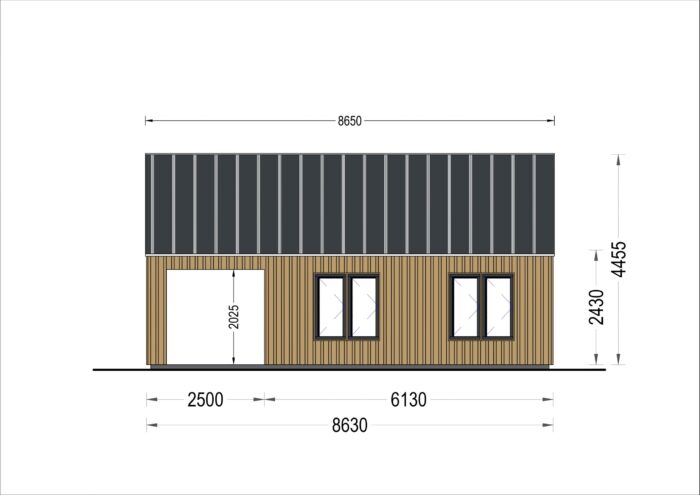 Blockbohlenhaus ANNA (44 mm + Holzverschalung ), 39 m²