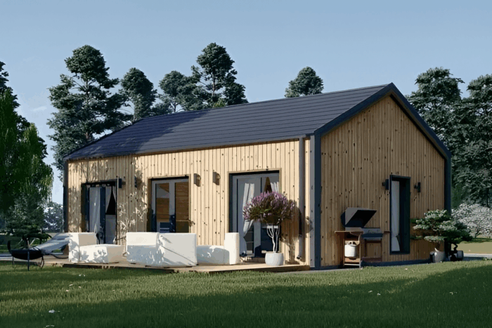Blockbohlenhaus ARNOLD Isoliert (66mm + Holzverschalung), 40m² – Bild 1