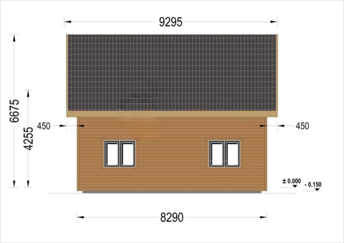 Blockbohlenhaus ERNI (68mm + Holzverschalung, Isoliert) 91m²
