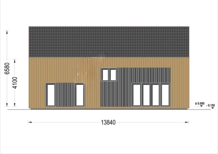 Holzhaus ALPINA(68mm + Holzverschalung Isoliert ), 120m²