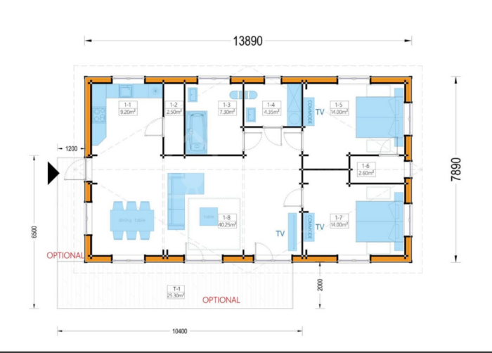 Blockbohlenhaus LIENZ (66 mm + Holzverschalung Isoliert) 103 m²