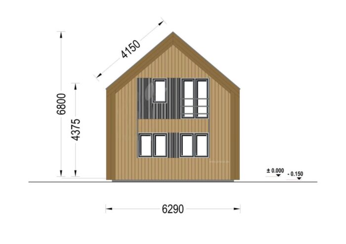 Holzhaus AUSTRIA ( 66mm + Holzverschalung, Isoliert), 81m² – Bild 8