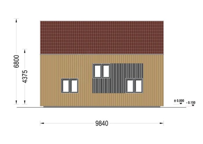 Holzhaus AUSTRIA ( 66mm + Holzverschalung, Isoliert), 81m² – Bild 9