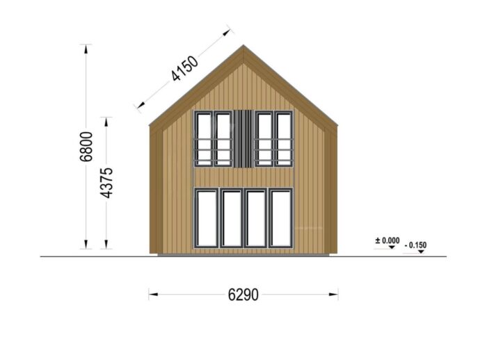 Holzhaus AUSTRIA ( 66mm + Holzverschalung, Isoliert), 81m² – Bild 12