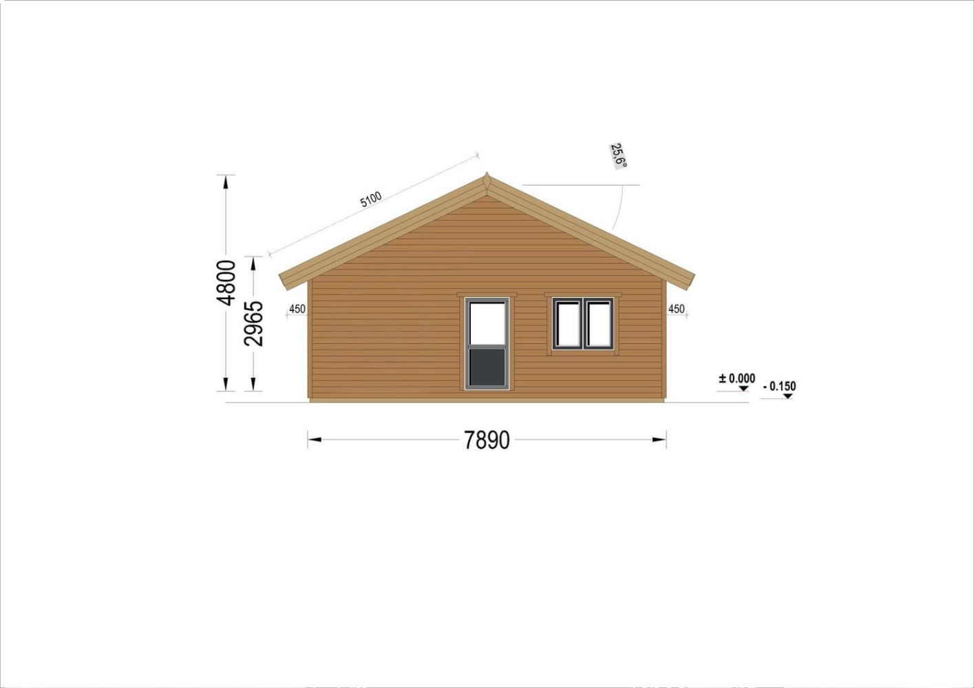 lienz3 Blockbohlenhaus LIENZ (66 mm + Holzverschalung Isoliert) 103 m² – Bild 4