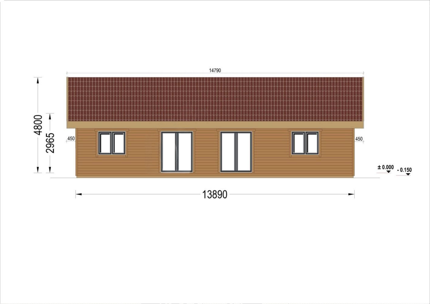 lienz4 Blockbohlenhaus LIENZ (66 mm + Holzverschalung Isoliert) 103 m² – Bild 3