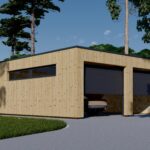 Doppelgarage mit Flachdach (34mm + Holzverschalung), 6x6m, 36m²