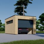 Holzgarage mit Flachdach(34mm + Holzverschalung), 3,2x5,2m, 16,6m²