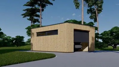 Holzgarage mit Flachdach mit 34mm + Holzverschalung, 4x6m, 24m² – Bild 2