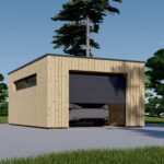 Holzgarage mit Flachdach mit 34mm + Holzverschalung, 4x6m, 24m²
