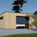 Holzgarage mit Flachdach (34mm + Holzverschalung), 6x6m, 36m²
