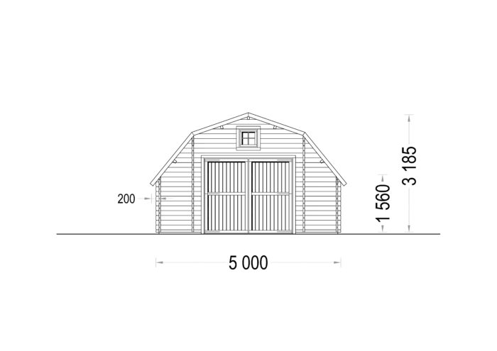 Holzgarage Kansas (44mm), 5x6m, 30m²