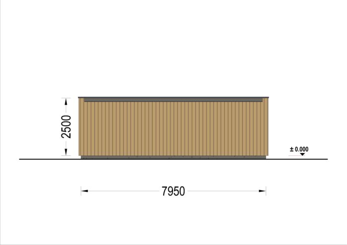 Holzgarage mit Flachdach Plus (34mm + Holzverschalung), 8x6m, 48m²