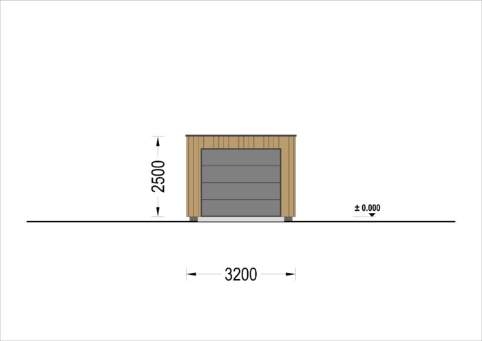Holzgarage mit Flachdach(34mm + Holzverschalung), 3,2x5,2m, 16,6m²