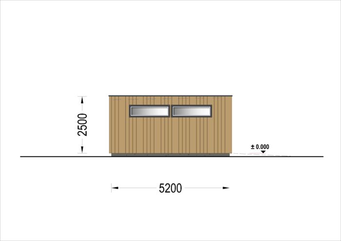 Holzgarage mit Flachdach(34mm + Holzverschalung), 3,2x5,2m, 16,6m²
