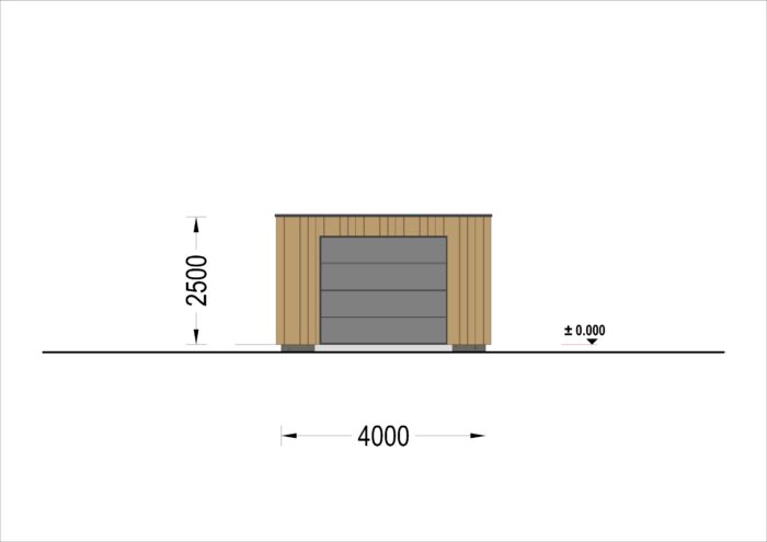 Holzgarage mit Flachdach mit 34mm + Holzverschalung, 4x6m, 24m²