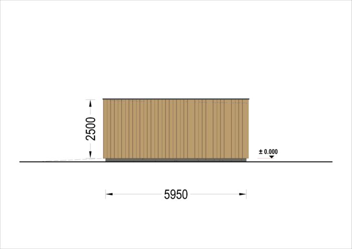 Holzgarage mit Flachdach mit 34mm + Holzverschalung, 4x6m, 24m²