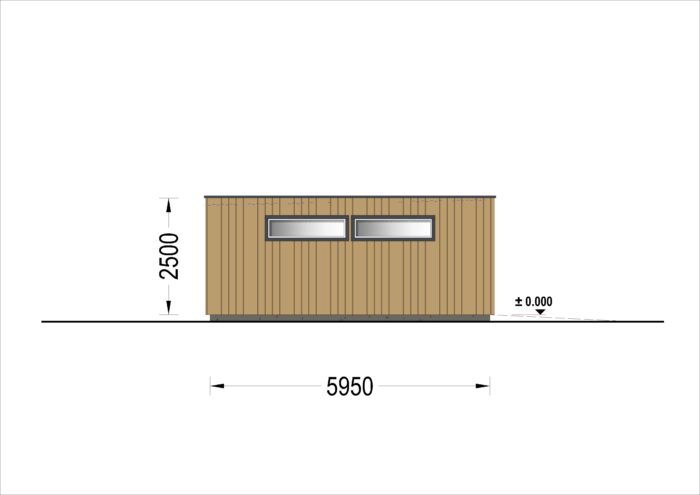 Holzgarage mit Flachdach (34mm + Holzverschalung), 6x6m, 36m²