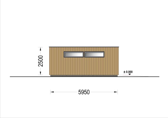 Holzgarage mit Flachdach Plus (34mm + Holzverschalung), 6x6m, 36m²