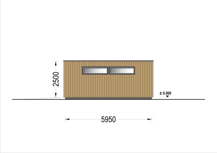 Dreifachgarage mit Flachdach (34mm + Holzverschalung), 9x6m, 54m²