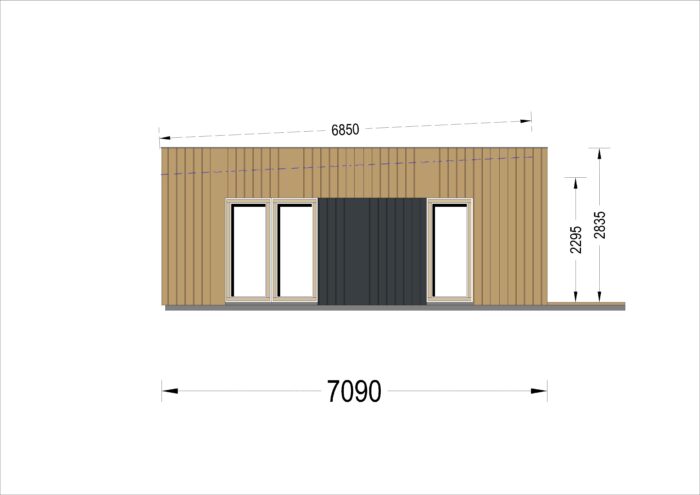 Holzhaus KULM 1 (66 mm + Holzverschalung) 48 m² Isoliert
