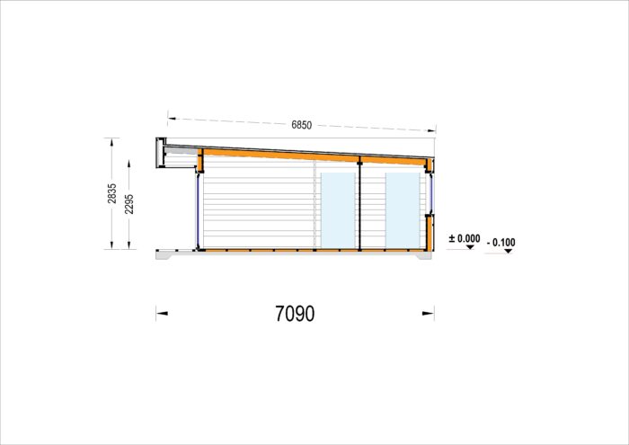Holzhaus KULM 2 (66 mm + Holzverschalung) 64 m² Isoliert