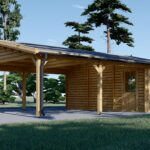 Carport aus Holz für 2 Autos mit Schuppen (44 mm), 5,5x6 m