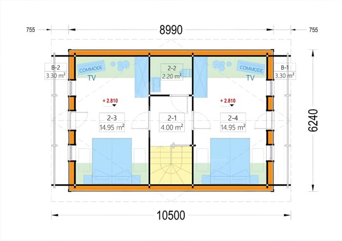 Holzhaus LISA (PREMIUM Isoliert, 66 mm + Holzverschalung), 80 m²