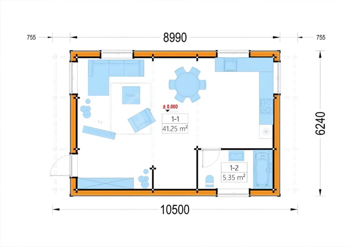 Holzhaus LISA (PREMIUM Isoliert, 66 mm + Holzverschalung), 80 m²