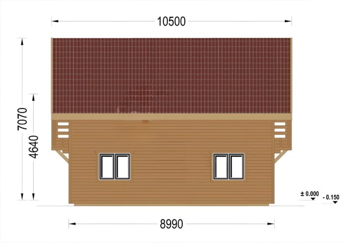 Holzhaus LISA (PREMIUM Isoliert, 66 mm + Holzverschalung), 80 m²