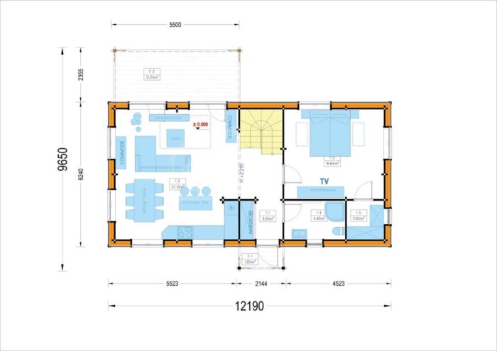 Holzhaus VERENA Isoliert, 66 mm + Holzverschalung, 110 m²