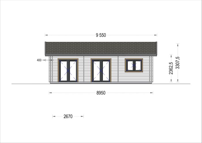 Blockbohlenhaus ANDI (44+44mm), 72m²