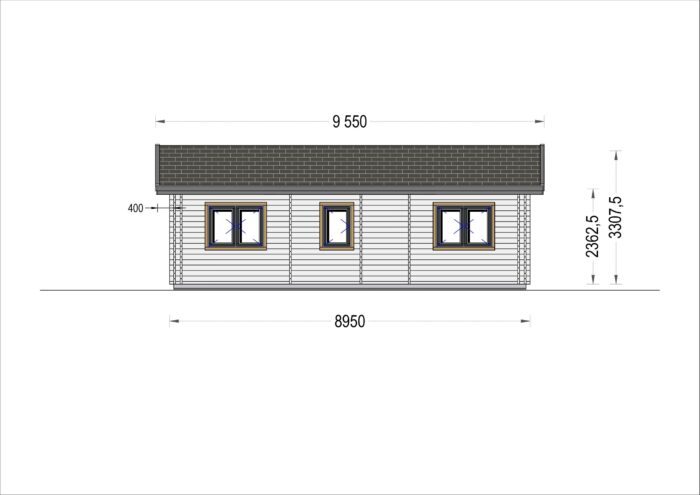 Blockbohlenhaus ANDI (44+44mm), 72m²