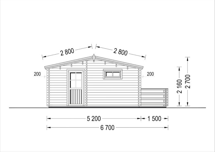 Blockbohlenhaus ARMIN (44 mm) 31 m²