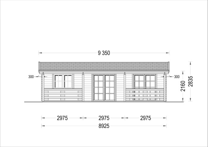 Blockbohlenhaus mit Terrasse LILLI( 44mm), 32 m² + 20m²