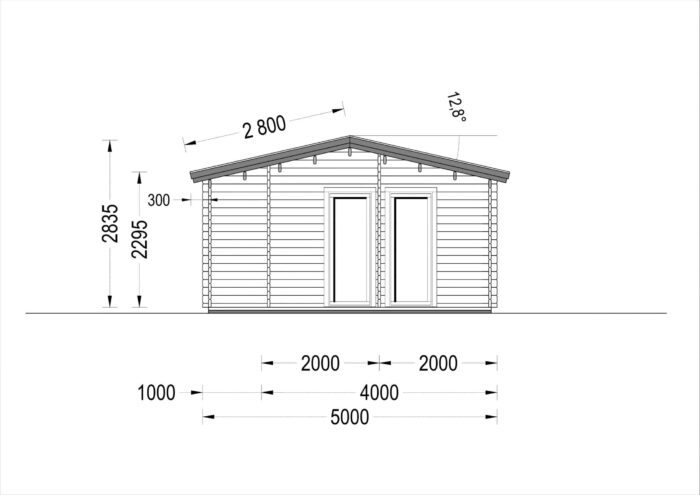 Blockbohlenhaus MILAN (44 mm) 37 m²