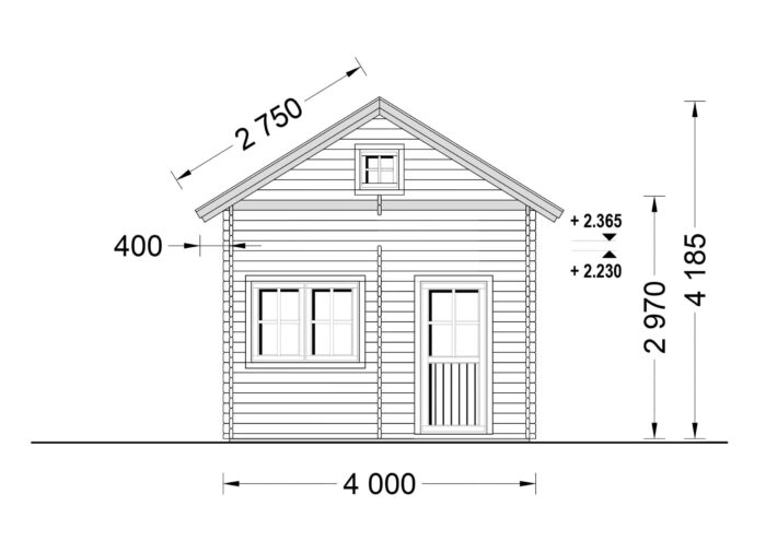 Blockbohlenhaus mit Schlafboden DORNBIRN (44 mm), 20 m² + 16 m²