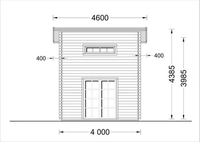 Blockbohlenhaus mit Schlafboden DORNBIRN (44 mm), 20 m² + 16 m² mit Pultdach