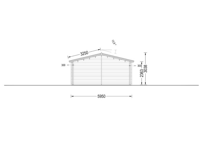 Blockbohlenhaus GOSAU (44 + 44 mm), 6x15 m, 90 m²