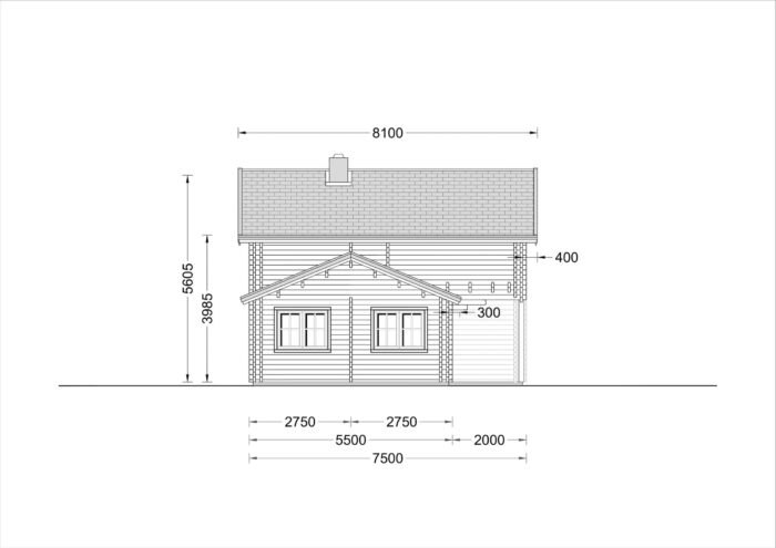 Blockbohlenhaus HORST (44+44 mm), 113 m² + 13 m² Terrasse