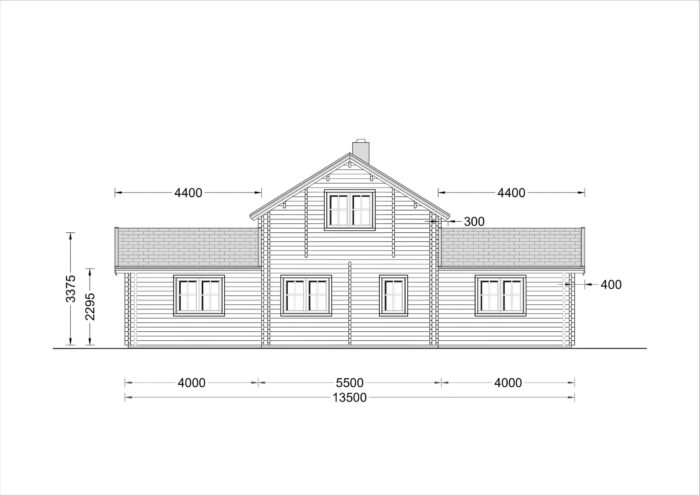 Blockbohlenhaus HORST (44+44 mm), 113 m² + 13 m² Terrasse