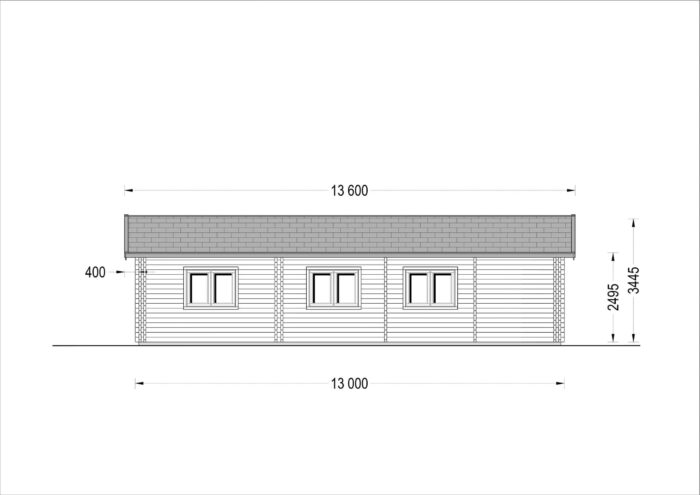 Blockbohlenhaus SEEFELD (44 + 44 mm) 105 m² mit Flachdach