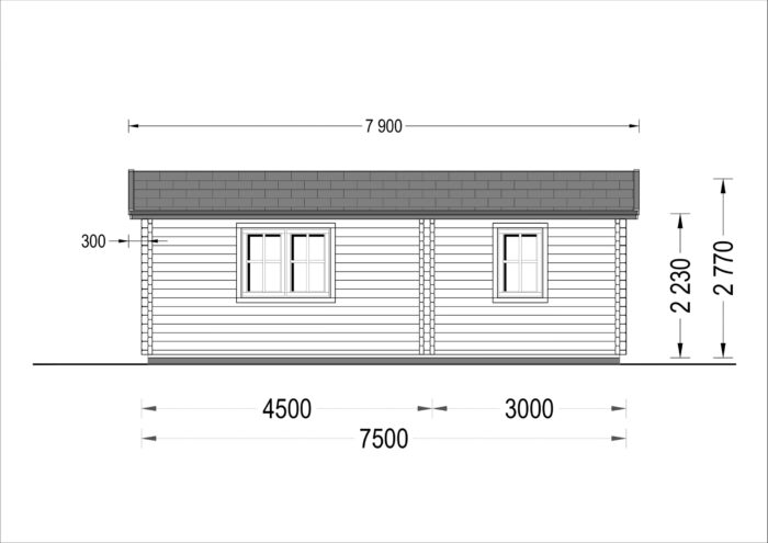 Blockbohlenhaus MORITZ, 4.2x7.5m, 32m²