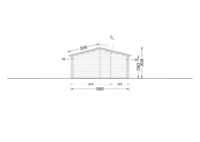 Blockbohlenhaus BOZEN (44 + 44mm), 15x6m, 90m² Isoliert