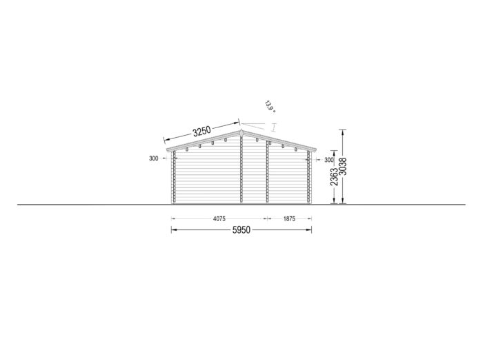 Blockbohlenhaus BOZEN (66mm), 15x6m, 90m²