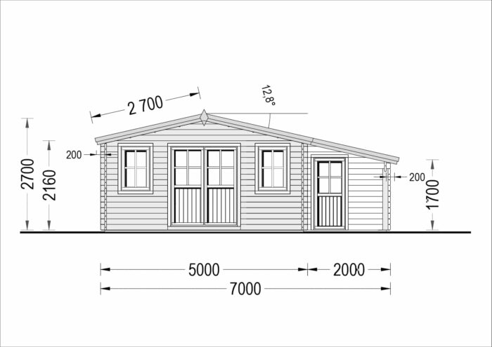 Premium Gartenhaus CLAUDIA (66mm) 28m², 7x4m