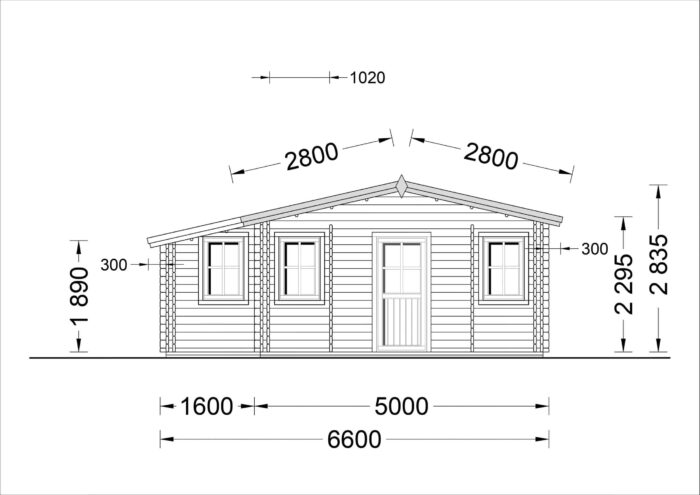 Blockbohlenhaus Daniela (44 + 44mm) 43m²