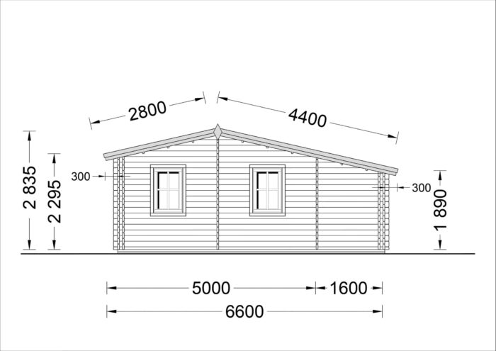 Blockbohlenhaus Daniela (44 + 44mm) 43m²