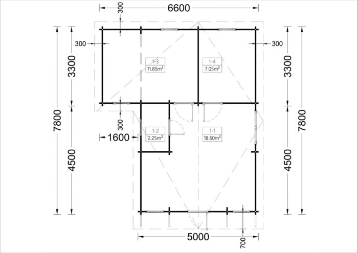 Blockbohlenhaus Daniela 43m²